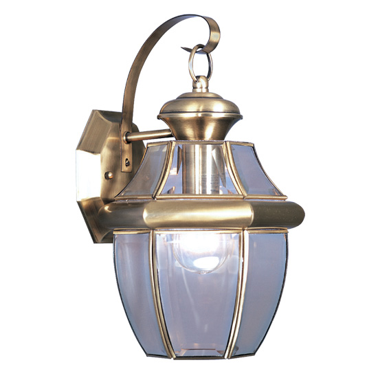 Livex Lighting 2151-01 Monterey Outdoor Wall Lantern in Antique Brass 
